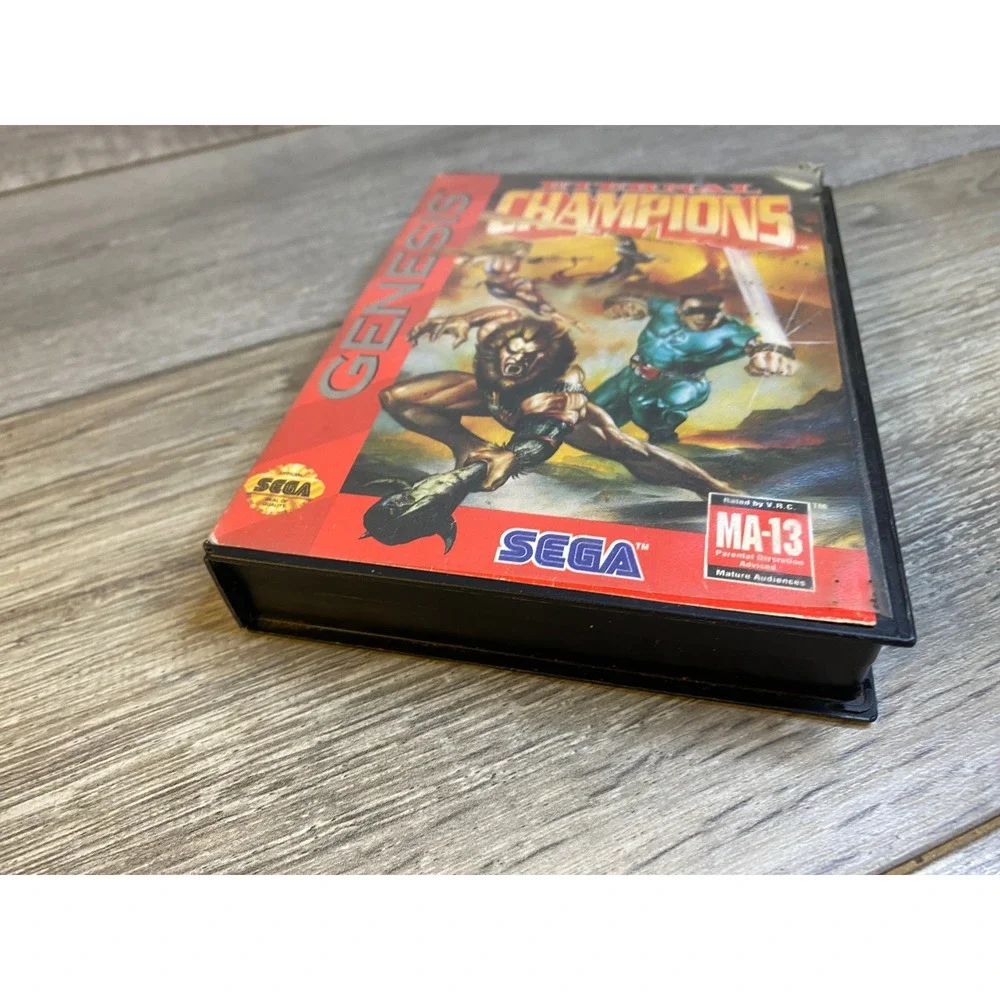 Eternal Champions Sega Genesis Fighting Game Black Cartridge with Case ‎ MA-13